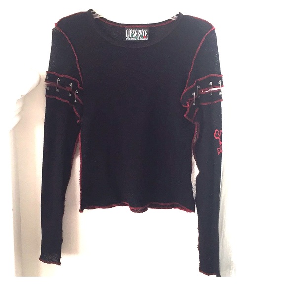 Safety Pin Sweater With Skull Print 